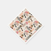 レトロフラミンゴスパームズアンドサングラスサマーパーティー スタンダードカクテルナプキン (角)