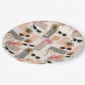 レトロフラミンゴスパームズアンドサングラスサマーパーティー ペーパープレート (アングル)