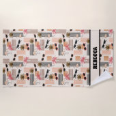 レトロフラミンゴスパームズヴィンテージサングラス ビーチタオル (正面)