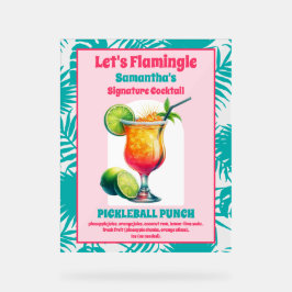 レトロフラミンゴピックボールブライダルシャワーカクテル アクリルサイン