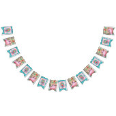 レトロフラミンゴピックボールブライダルシャワー写真 バンティングフラッグ (全)