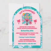 レトロフラミンゴピックボールブライダルシャワー写真 招待状 (正面)