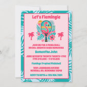 レトロフラミンゴピックボールブライダルシャワー写真 招待状 (正面)