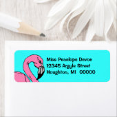 レトロフラミンゴピンクターコイズ差出人住所ラベル ラベル (インサイチュ)