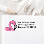 レトロフラミンゴピンクホワイト差出人住所ラベル ラベル (インサイチュ)