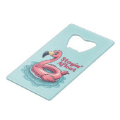 レトロフラミンゴ浮きおもしろい夏 クレジットカード栓抜き (正面アングル)