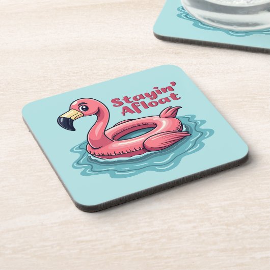 レトロフラミンゴ浮きおもしろい夏 コースター (左側)