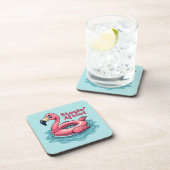 レトロフラミンゴ浮きおもしろい夏 コースター (右側)