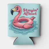 レトロフラミンゴ浮きおもしろい夏 缶クーラー (正面)