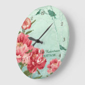 レトロフラワーかわいらしホームデコーチンツピーニンバード ラージ壁時計 (傾斜)
