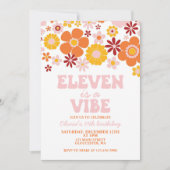 レトロフラワーイレブンはヴィーベ11誕生日 招待状 (正面)
