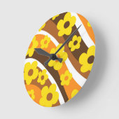レトロフラワーウェーブ#1 #retro #decor #art ラウンド壁時計 (傾斜)