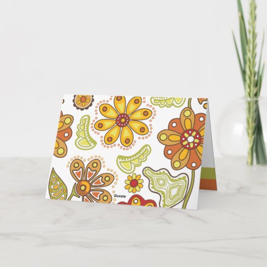 レトロフラワーオレンジグリーンハッピーマザーズデイ カード (裏面)