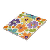 レトロフラワーオレンジ薄紫と緑 タイル (側面)