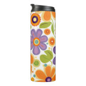 レトロフラワーオレンジ薄紫と緑 タンブラー (回転右)