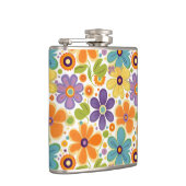 レトロフラワーオレンジ薄紫と緑 フラスク (右)