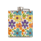 レトロフラワーオレンジ薄紫と緑 フラスク (裏面)