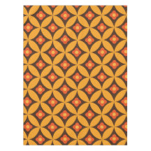 レトロフラワーオンミッドセンチュリーオレンジサークル