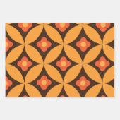 レトロフラワーオンミッドセンチュリーサークル ラッピングペーパーシート (正面3)