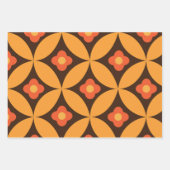 レトロフラワーオンミッドセンチュリーサークル ラッピングペーパーシート (正面2)