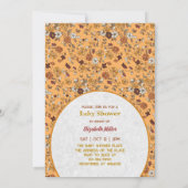 レトロフラワーカラフルママ写真ベビーシャワーへ 招待状 (裏面)