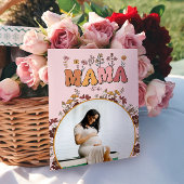 レトロフラワーカラフルママ写真ベビーシャワーへ 招待状