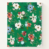 レトロフラワーグリーンコーラルフローラルパターンレシピ ノートブック (裏面)