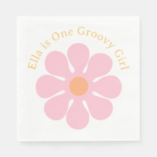 レトロフラワーグルービーヒッピー60s誕生日 スタンダードランチョンナプキン