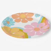 レトロフラワーグルービーヒッピー60s誕生日 ペーパープレート (アングル)