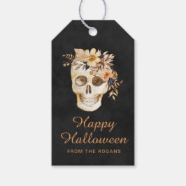 レトロフラワースカルハロウィン ギフトタグ
