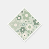 レトロフラワーズセージグリーン抽象芸術フローラ スタンダードカクテルナプキン (角)