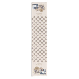 レトロフラワーズパンプキンズデニム格言感謝祭 ショートテーブルランナー