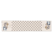 レトロフラワーズパンプキンズデニム格言感謝祭 ショートテーブルランナー (横)