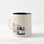 レトロフラワーズパンプキンズデニム格言感謝祭 ツートーンマグカップ (正面左)