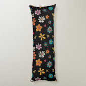 レトロフラワーズ抱き枕 – 黒フローラ ボディピロー (裏面 (縦))