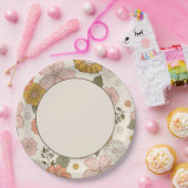 レトロフラワーズ紙プレート ペーパープレート (パーティー)
