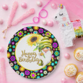 レトロフラワーズ誕生日格言 ペーパープレート (パーティー)