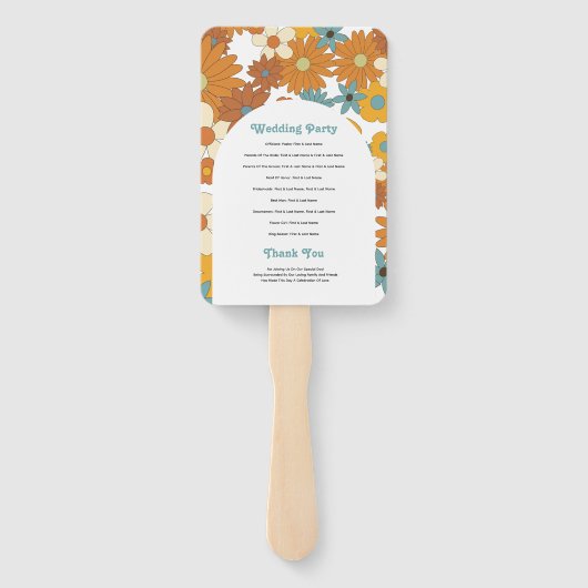 レトロフラワーズ60's 70のアーチ結婚式 プログラム ハンドファン (裏面)