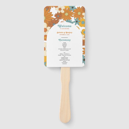 レトロフラワーズ60's 70のアーチ結婚式 プログラム ハンドファン (正面)