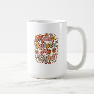 レトロフラワータイポグラフィー ママに育てられたのね コーヒーマグカップ