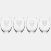 レトロフラワーハートスカルミックス ステムなしワイングラス (裏面)