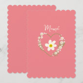 レトロフラワーハートハッピー顔スペインの、ママ、ママ (正面/裏面)