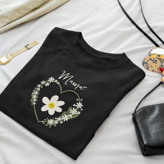 レトロフラワーハートハッピー顔スペインの、ママ、ママ スウェットシャツ