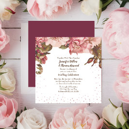レトロフラワーバラの結婚式 招待状