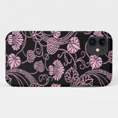 レトロフラワーパターン ピンクブラック Case-Mate iPhoneケース (裏面(横))