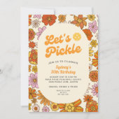 レトロフラワーパワーパターン漬物球パーティー 招待状 (正面)