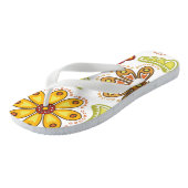 レトロフラワーヒッパイオレンジグリーン ビーチサンダル (アングル)