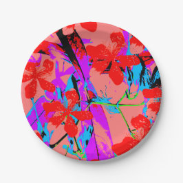 レトロフラワーピンク ペーパープレート