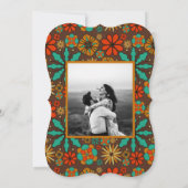 レトロフラワーブラウンティール（緑がかった色）レッドフローラgroovy 60s (裏面)