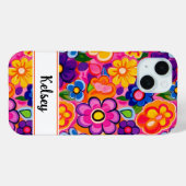 レトロフラワーペアソナライズデザイン Case-Mate iPhoneケース (裏面 (横))
